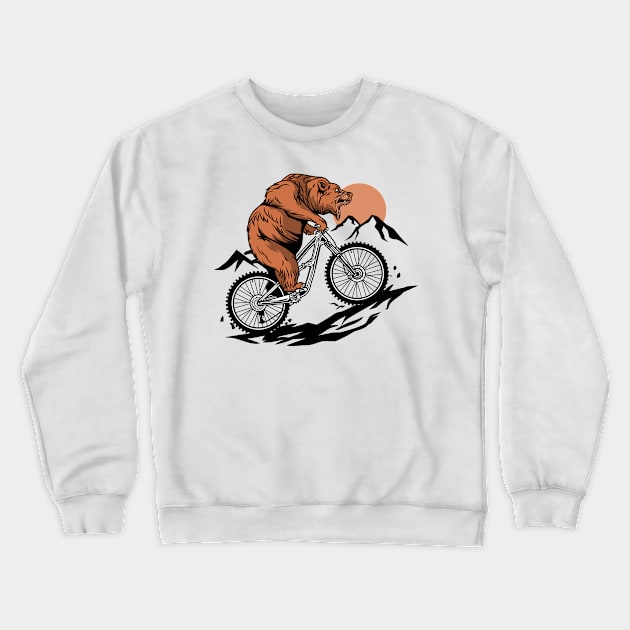 MOUNTAIN BIKE BEAR Crewneck Sweatshirt by beanbeardy